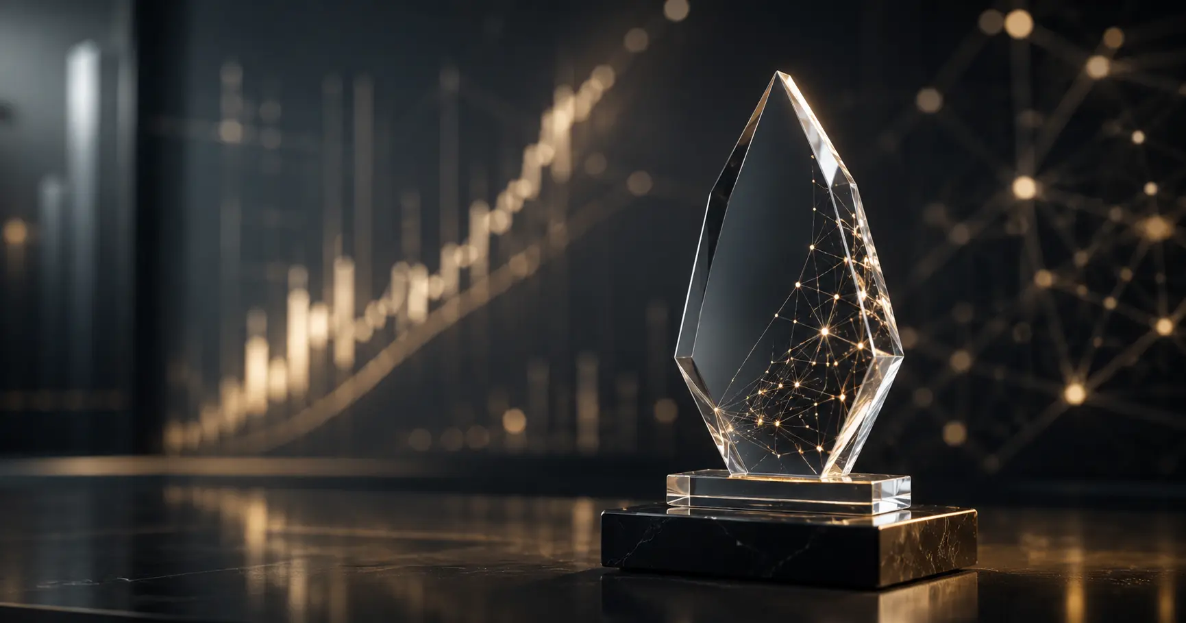 Premium AI award display representing credibility, recognition, business momentum, and enterprise technology