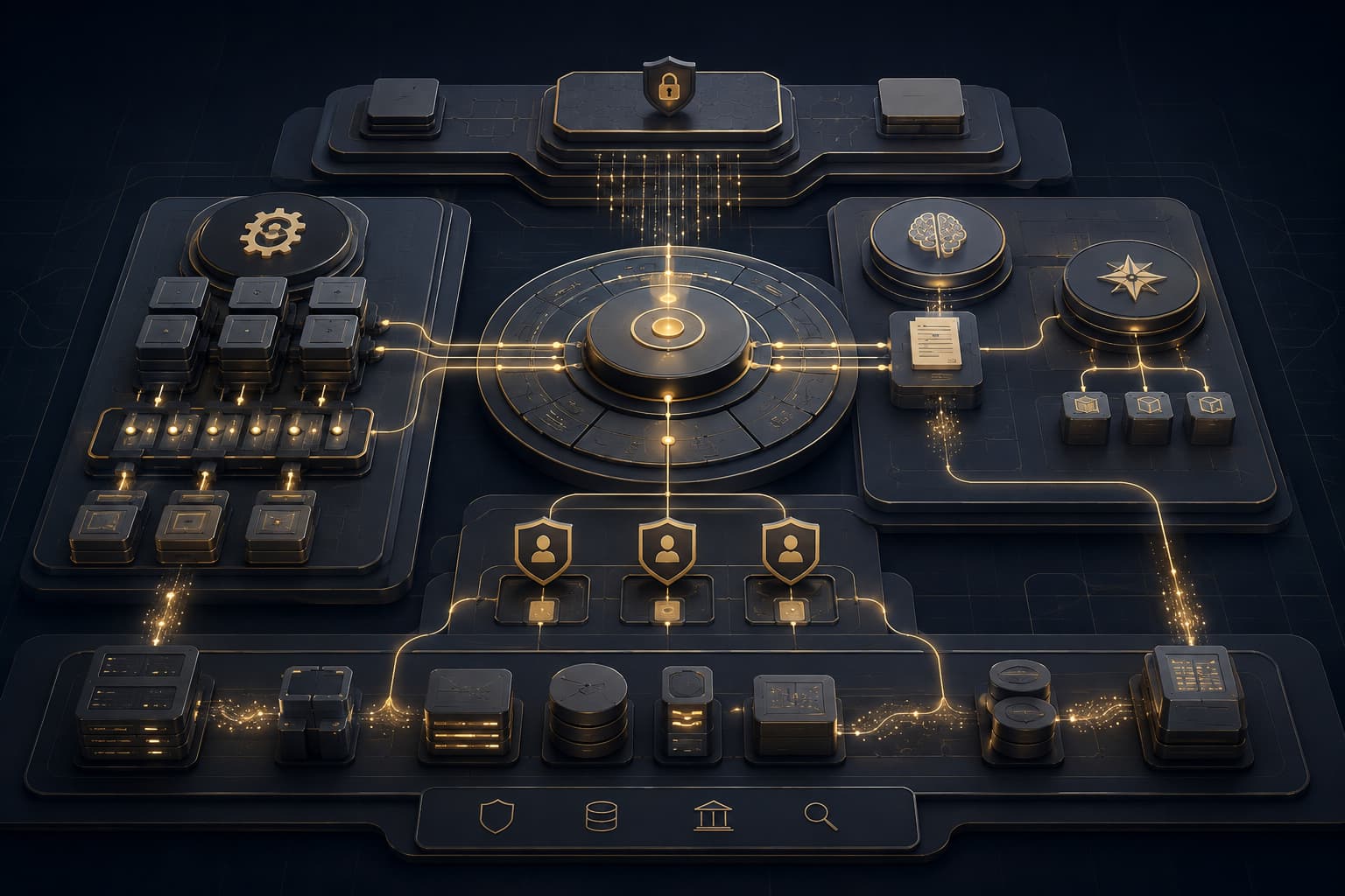 RPA, AI capabilities, and AI agents working together within a governed enterprise workflow