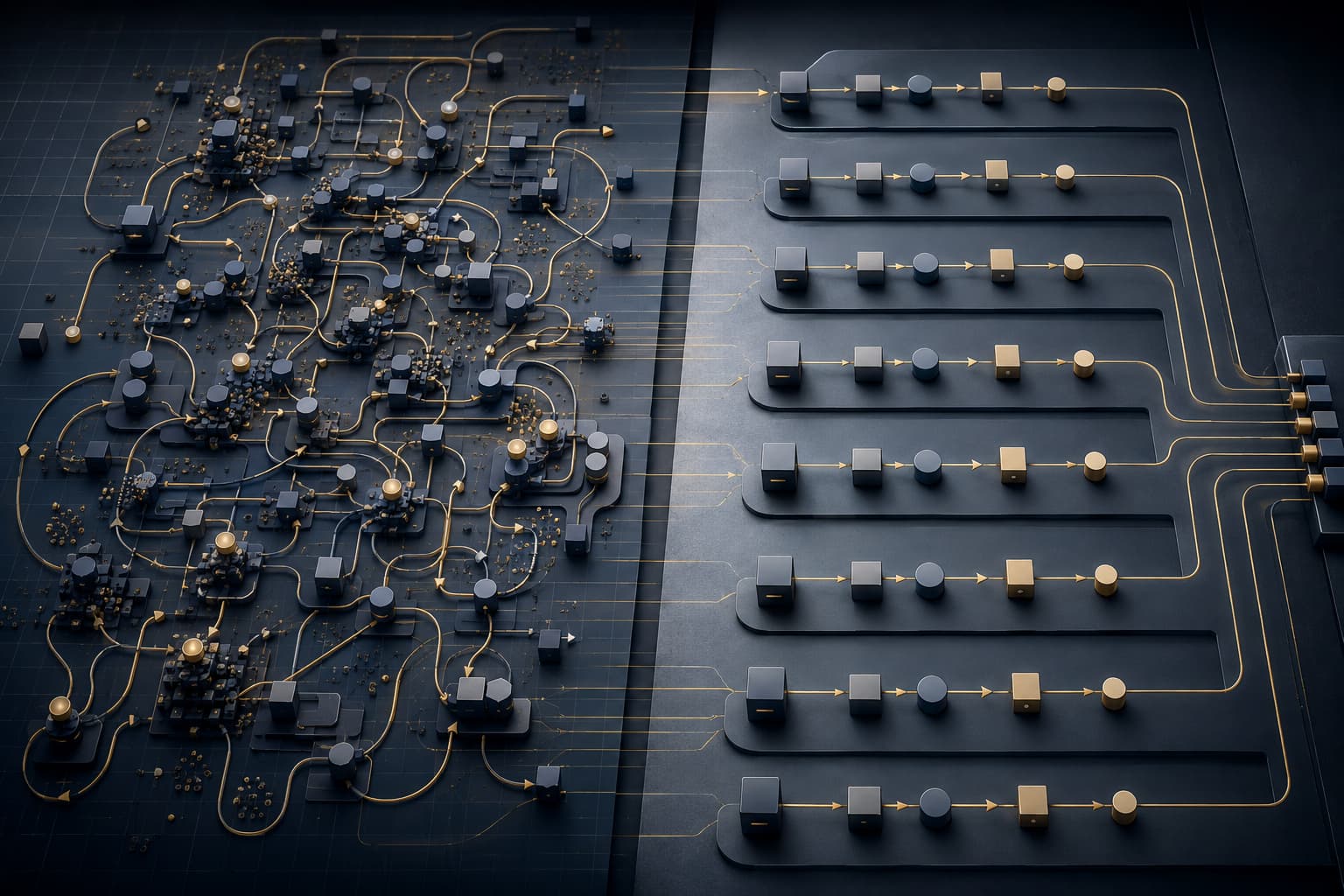 From Automation Gains to Realized Business Value Operational gains from AI workflow automation passing through adoption, process redesign, reliability, and governance before becoming realized business value